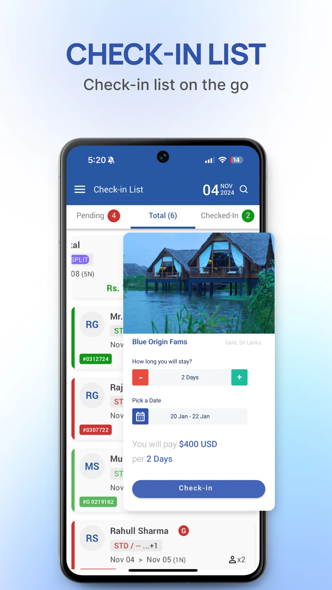 Hotelogix Mobile Hotel PMS App Screenshot 1